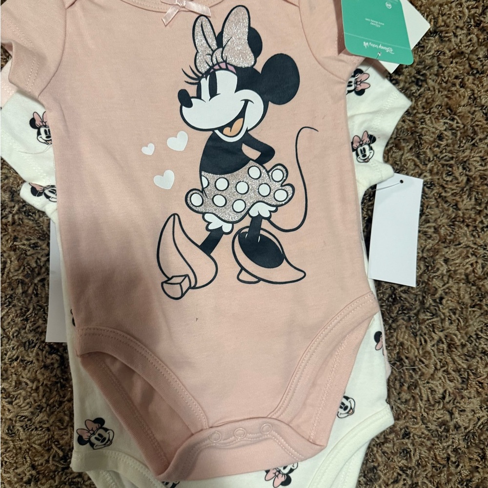 Disney Minnie Mouse Pink and Cream Bodysuit Set